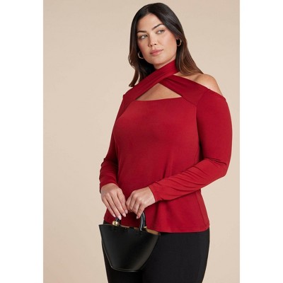 ELOQUII Cross Front Cut Out Top