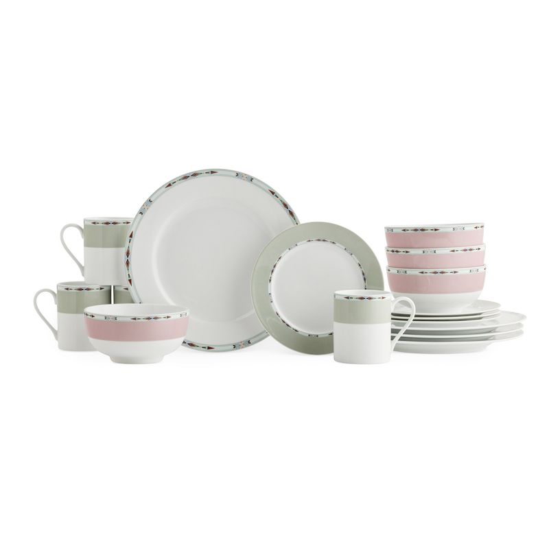 Spode Home Formal Deco 16 Piece Dinnerware Set with Service for 4  - 10.5" Dinner Plate, 7.5" Salad Plate, 6" Cereal Bowl, 12 oz Mug, 4 of 5