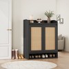 Rattan Shoe Cabinet with 2 Doors, 5-Tier Shoe Storage Cabinet with Adjustable Shelves, Wooden Shoe Storage Organizer for Entryway, Hallway, Black - 3 of 4
