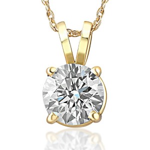 Pompeii3 .75ct Round Cut Diamond Solitaire Pendant Necklace in 14k White or Yellow Gold - 1 of 4