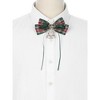 INSPIRE CHIC Women's Retro Christmas Bell Rhinestone Tartan Plaid Brooch Pins Bow Tie - 4 of 4