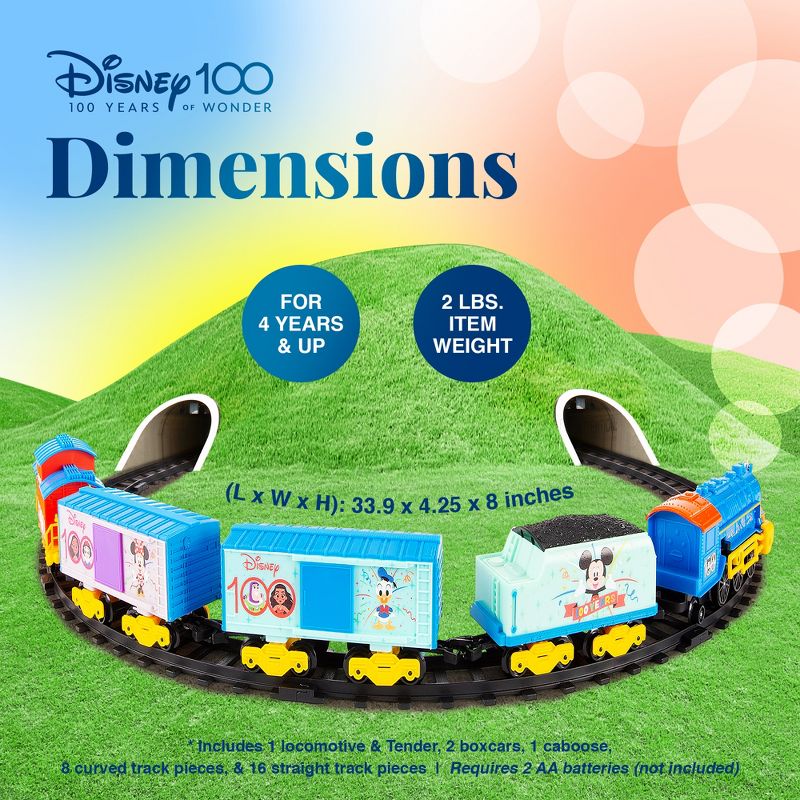 Lionel Trains Disney 100 Celebration Years of Wonder Battery Operated Ready-To-Play Set, Beloved Characters, Interactive Locomotive, 29 Pieces, 3 of 8
