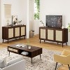 Fontoi Decorative Storage Cabinets, Sideboard Buffet Cabinet with 3 Rattan Doors, Modern Bar Cabinet for Kitchen Entryway, Brown, 15.5"*27.6"*47.2" - 3 of 4