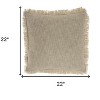 HomeRoots 22" Taupe Cotton Throw Pillow With Fringe - 3 of 4