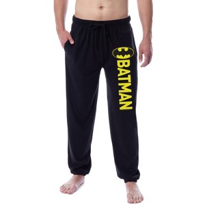 DC Comics Men's Batman Classic Bat Logo Sleep Jogger Pajama Pants Black - 1 of 3