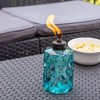 TIKI Table Top Diamond Glass Oil Lamp - Blue: Refillable, Fiberglass Wick, Outdoor Use, No Assembly Required - 2 of 4