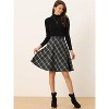 Women's Vintage Plaid A-Line Skirt - Tartan Knee Length Skirt with Elastic Waist Dark Grey - 2 of 4