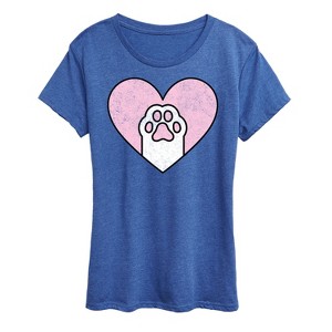 Women's - Instant Message - Cat Paw Heart Short Sleeve Graphic T-Shirt - 1 of 4