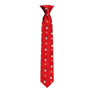 Jacob Alexander Boys' 14" Red Frosty the Snowman Snowflakes Pre-Tied Clip-On Neck Tie - 1 of 2