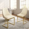 CLIHOME Set of 2 Modern High Back Dining Chair with Metal Legs in Beige - 2 of 4