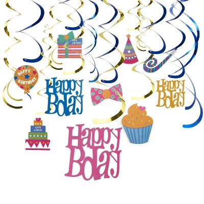 Blue Panda 30 Count Swirl Decorations -Happy Birthday Party Whirl Streamers B'day  Party Supplies