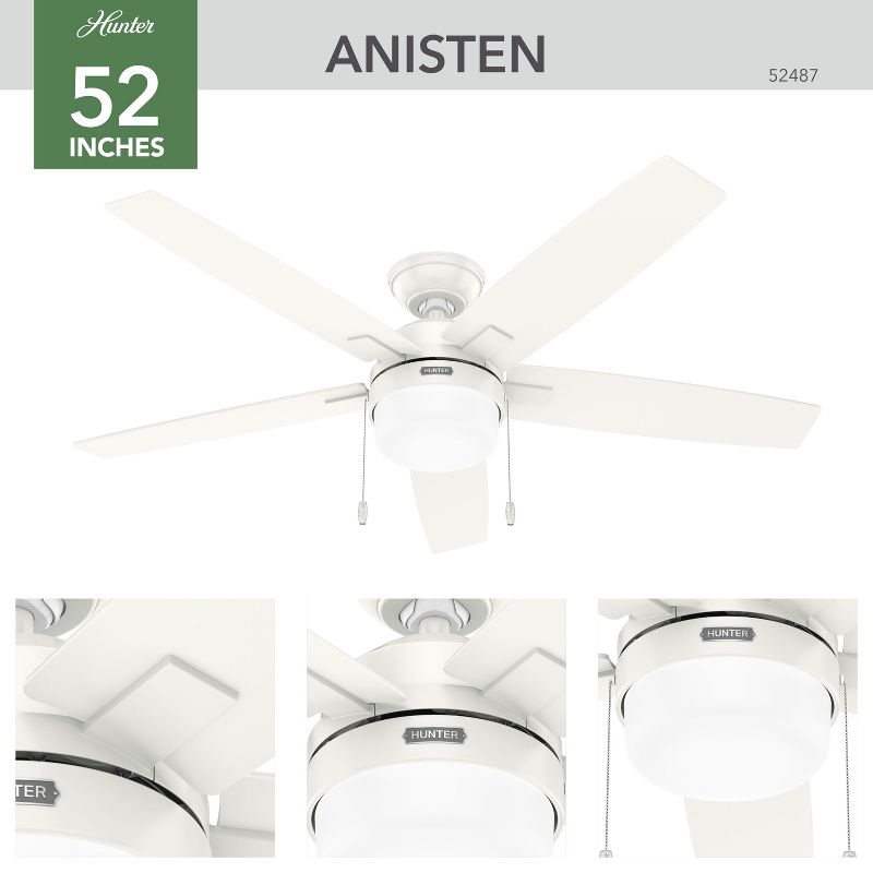 52" Anisten Ceiling Fan with LED Light Kit and Pull Chain - Hunter Fan, 2 of 14