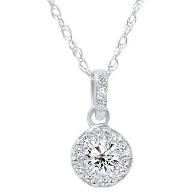 Pompeii3 1/4ct Diamond Petite Halo Solitaire Pendant 14k White Gold ...