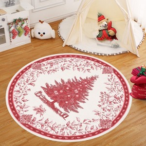 Christmas Rug Washable Area Rugs Non-Slip Throw Living Room Area Rug Soft Carpet Christmas Tree Print Decor Rugs for Entryway - 1 of 4