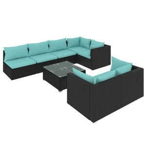 vidaXL Garden Lounge Set Black, Water Blue - 1 of 4