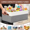 Aoibox Large Capacity Fabric Storage Bins for Closets Shelves with Leather Handles Organizer Boxes Grey 3 Pack - 3 of 4
