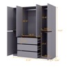 Keloyid Gray Wood 62.99 in. Armoire with 3 Drawers, 5 Shelves and Hanging Rails - 3 of 4