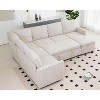 Vipbear combination sofa with pull-out bed, high-end modern linen U-shaped sofa bed, 101 "convertible sofa, 7-seater combination sofa, beige - 3 of 4