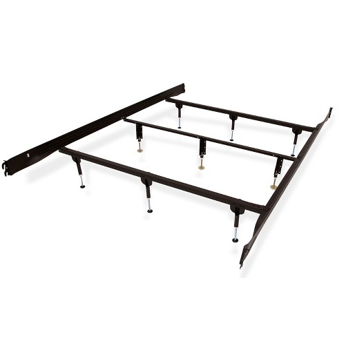 Footboard Metal Platform Bed Frame, Adjustable Height Bed Frame Slat Center Support Leg