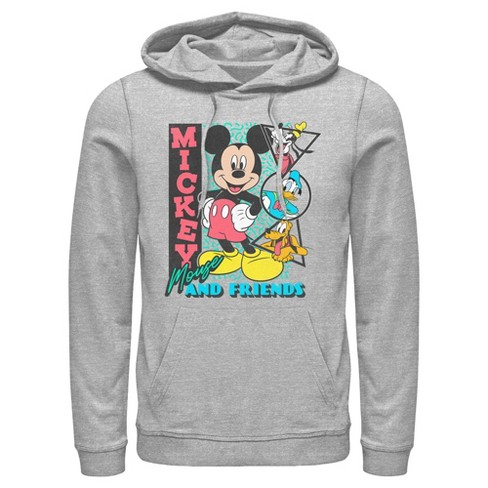 Men s Mickey Friends Retro Shapes Group Pull Over Hoodie