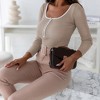 Slim Long Sleeve Contrast Color Square Collar Jumpsuit T-Shirt for Women - 3 of 4