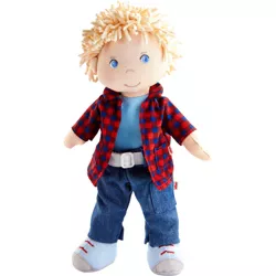 HABA Nick 12" Soft Boy Doll with Blonde Hair, Blue Eyes and Embroidered Face