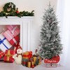 4.5 Ft Pre-Lit Christmas Tree, Snow Flocked Christmas Tree with 200 Warm White Led Lights, 8 Lighting Modes white green 2pcs - 2 of 4