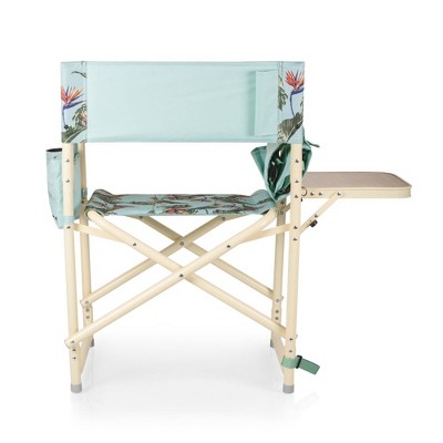 Tropical Foliage Blue Printed Aluminum Camping Chair with Side Table