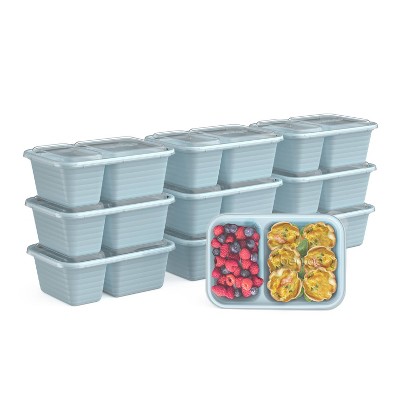 Image of Bentgo Meal Prep 2-Compartment Snack Container Set, Reusable, Durable, Microwaveable - Sky - 20pc