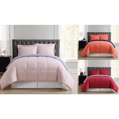 Full Gray and Red Reversible Microfiber Comforter Set