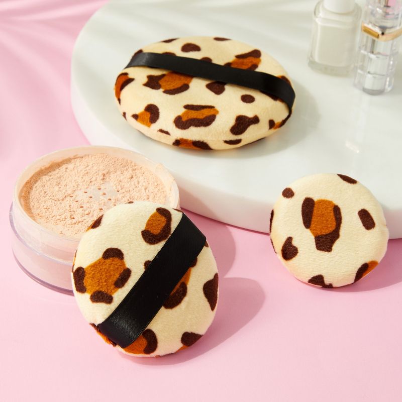 Glamlily 24 Pack Leopard Print Makeup Powder Puffs for Loose and Pressed Powder, Extra Large, Large, Small (3 Sizes), 2 of 9