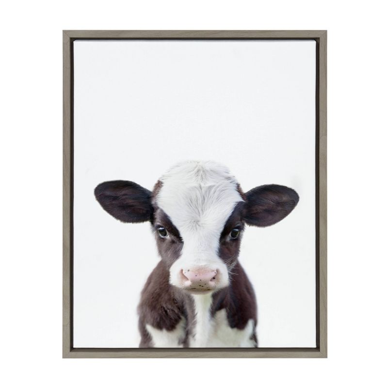 18" x 24" Sylvie Baby Cow Portrait Framed Canvas by Amy Peterson - Kate & Laurel All Things Decor, 1 of 6