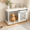 Racxily Modern Wooden Dog Crate Furniture with Double Drawers and Sliding Barn Door, Decorative Pet Kennel End Table with Lockable Wheels - 2 of 4