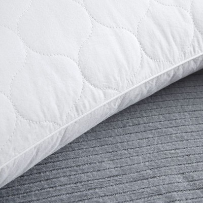 Standard White Quilted Goose Feather Down Pillows Set of 2
