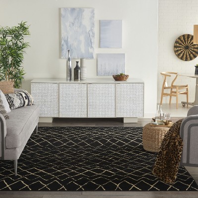 Black and Cream Moroccan Diamond 6' x 9' Area Rug