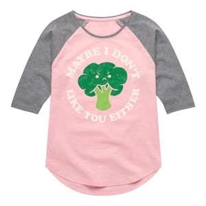 Girls' - Instant Message - Broccoli Shirt Tail Raglan Graphic T-shirt - 1 of 4