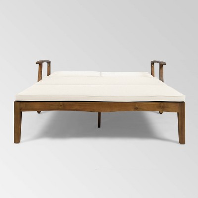Samantha Retro Dual-Wide Chaise Lounger with Cushions - Cream