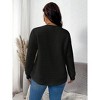 Plus Size Tops for Women Round Neck Long Sleeve Casual Pullover Blouses Waffle Tops Fall Shirts - 2 of 3