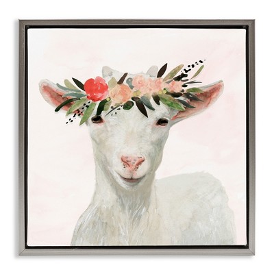 Stupell Industries Springtime Flower Crown Baby Goat, 25" x 25"