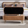 VASIP Camel Faux Fur Storage Ottoman Bench - Upholstered End of Bed Seat with Gold Legs for Bedroom, Living Room & Entryway - 3 of 4