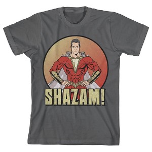 Shazam! Movie Character In Circle Crew Neck Short Sleeve Charcoal Boy's T-shirt - 1 of 2