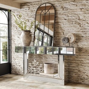 Tribesigns 2-Tier Modern Mirrored Console Table, 63"Long Sofa Behind Couch Table for Living Room, Table with Heavy Duty Base, Silver - 1 of 4