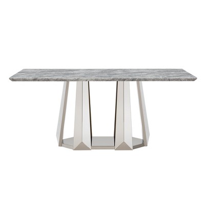Dolonm 70-inch Modern Faux Marble Dining Table with Stainless Steel Base for 6 People