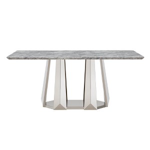 Dolonm 70-inch Modern Faux Marble Dining Table with Stainless Steel Base for 6 People - 1 of 4