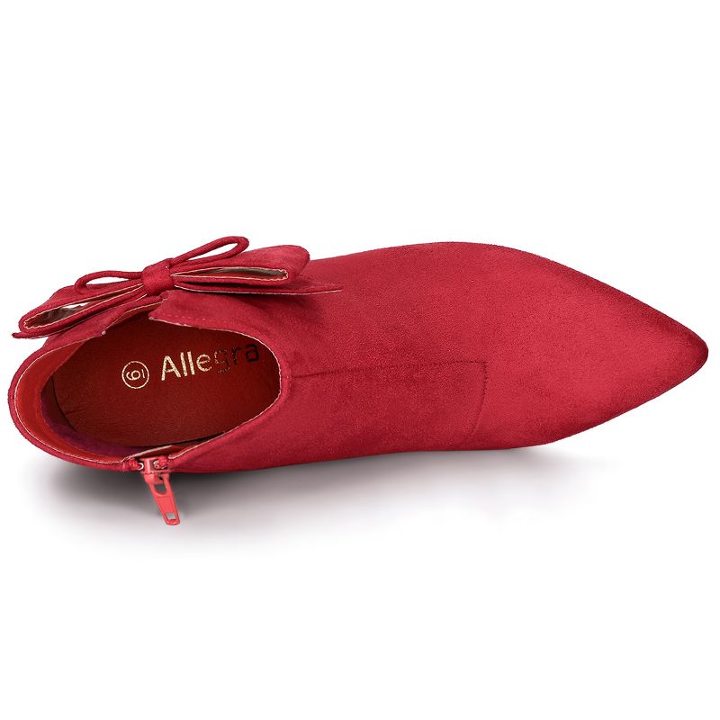 Allegra K Women's Stiletto Heel Pointed Toe Bow Ankle Boot, 4 of 8