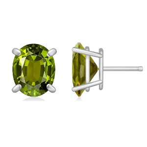 925 Sterling Silver Genuine Peridot Stud Earrings 2 Options - 1 of 2