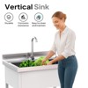 Karl Home 28.3 in. Freestanding Single Basin Stainless Steel Utility Sink with Shelves - 3 of 4