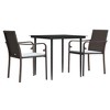 vidaXL 3 Piece Patio Dining Set with Cushions Poly Rattan and Steel - 3 of 4