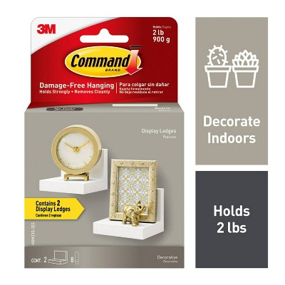 Command Set of 2 Damage-Free Hanging Display Ledges with 8 Medium Strips