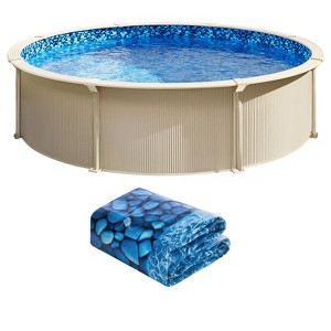VEVOR 27-ft Round Above Ground Pool Liner, Overlap Pool Liners, Standard Gauge Vinyl, 48-to-54inch Wall Height, Blue - 1 of 4